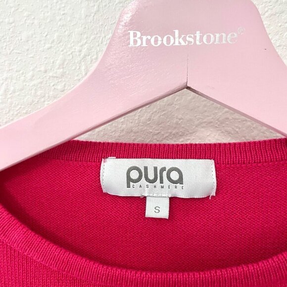 Pura Cashmere Classic Breton Crew Seaside Berry/White Stripe Size S - Picture 3 of 6